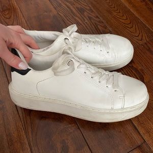 Platform White Leather Sneakers